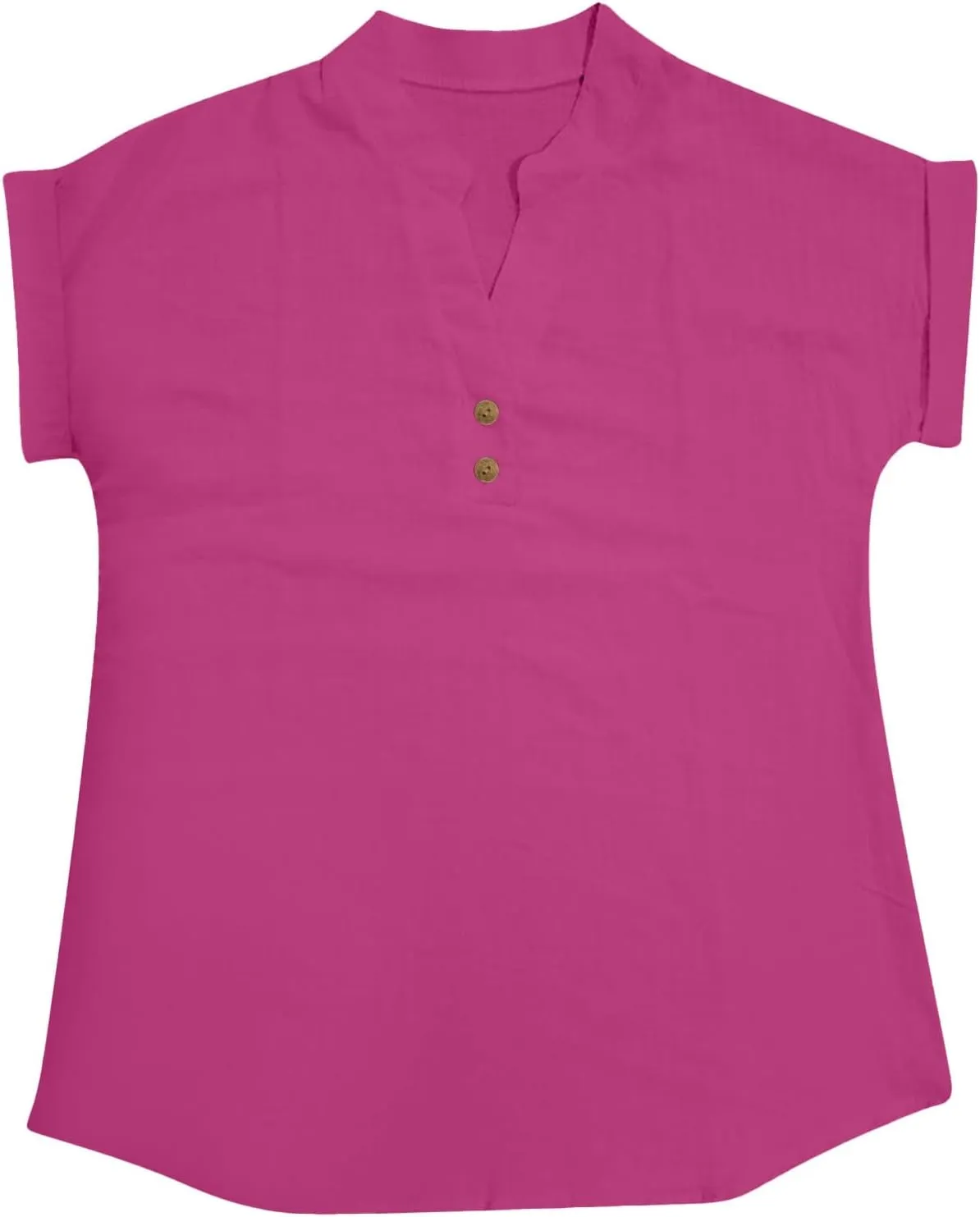 Womens Button Down Collar Shirt Plain Long Sleeve Linen Summer Casual Office Blouse Tops Loose Fit Tunic