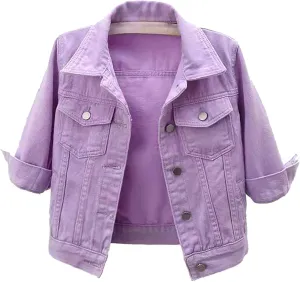 Women's Casual Denim Jacket Basic Button Down Denim Jean Jacket Boyfriend Denim Coat Cropped Denim Trucker Top