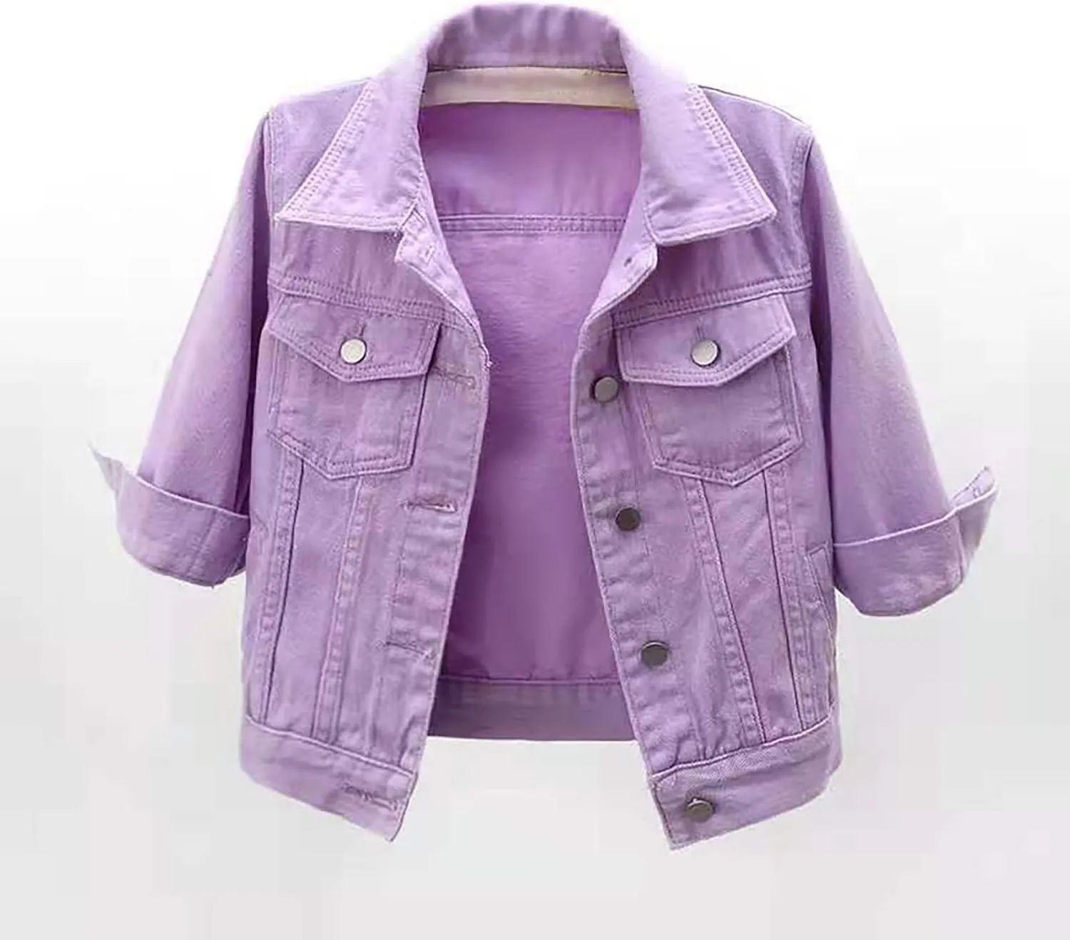 Women's Casual Denim Jacket Basic Button Down Denim Jean Jacket Boyfriend Denim Coat Cropped Denim Trucker Top