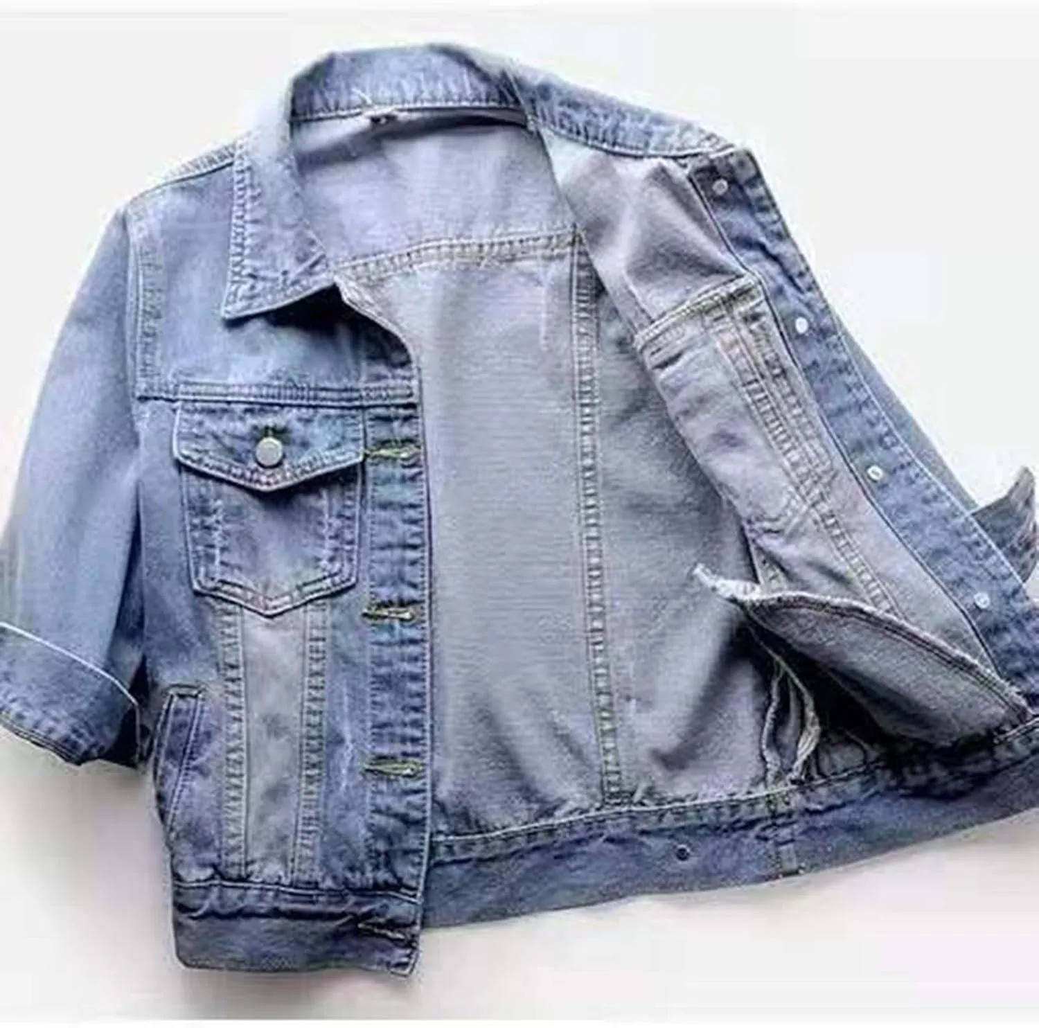 Women's Casual Denim Jacket Basic Button Down Denim Jean Jacket Boyfriend Denim Coat Cropped Denim Trucker Top