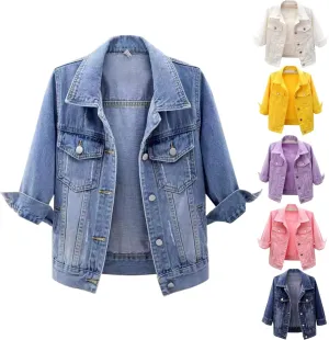 Women's Casual Denim Jacket Basic Button Down Denim Jean Jacket Boyfriend Denim Coat Cropped Denim Trucker Top