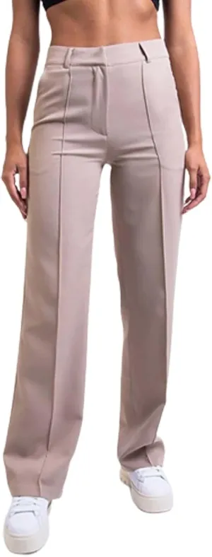 Womens Casual Slim Fit Trousers High Waisted Wide Straight Leg Trousers Classic Solid Color Flowy Skin-Friendly