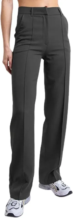 Womens Casual Slim Fit Trousers High Waisted Wide Straight Leg Trousers Classic Solid Color Flowy Skin-Friendly