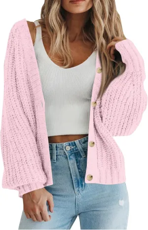 Women's Chunky Knit Open Front Cardigan Long Sleeve Loose Fit Sweater Coat, Boho Knitted Wrap Duster Jacket
