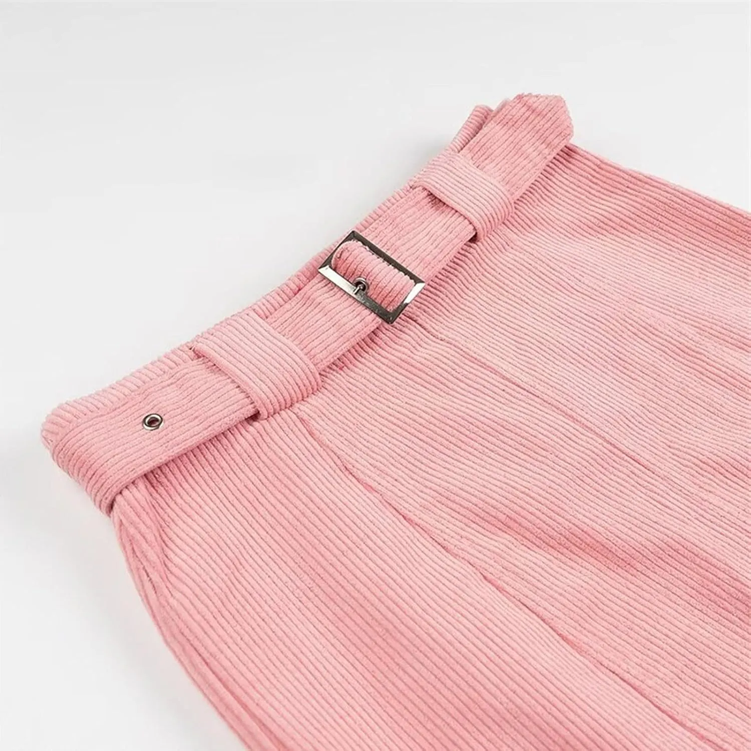 Womens Corduroy Skirt Mini Pencil Skirt Paperbag Belted High Waist Business Office Work Short Mini Skirt with Pocket