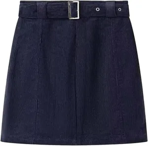 Womens Corduroy Skirt Mini Pencil Skirt Paperbag Belted High Waist Business Office Work Short Mini Skirt with Pocket