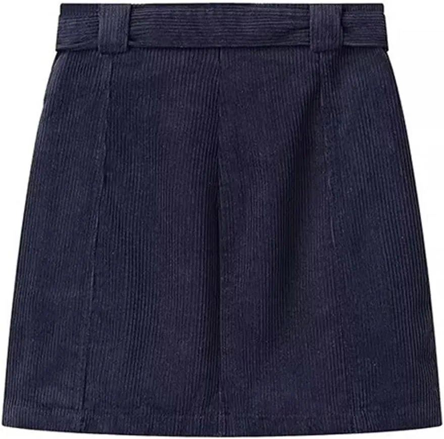 Womens Corduroy Skirt Mini Pencil Skirt Paperbag Belted High Waist Business Office Work Short Mini Skirt with Pocket
