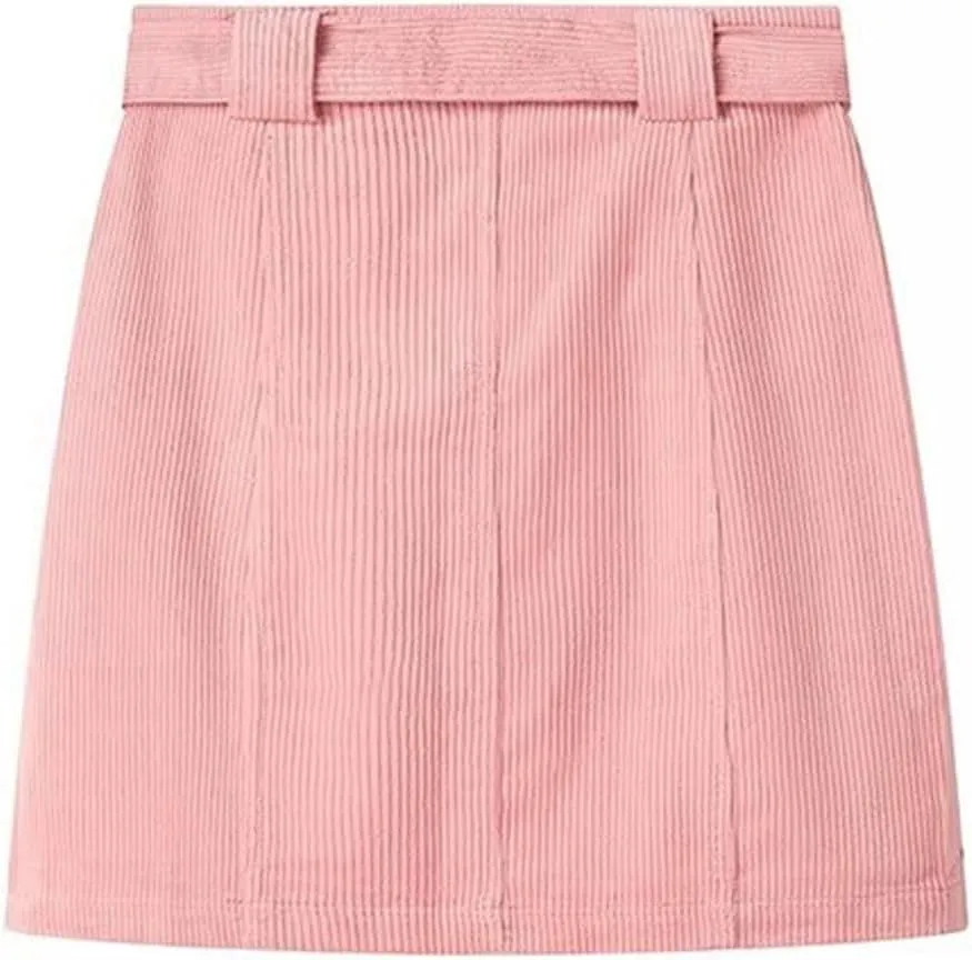 Womens Corduroy Skirt Mini Pencil Skirt Paperbag Belted High Waist Business Office Work Short Mini Skirt with Pocket