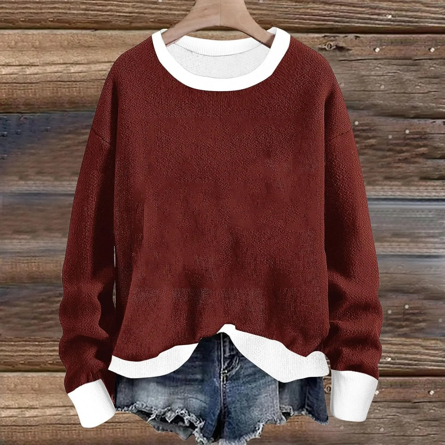 Women's Crew Neck Sweatshirts Oversized Pullover Casual Fleece Long Sleeve Loose Fit Tops Shirts Fashion 2024 Fall