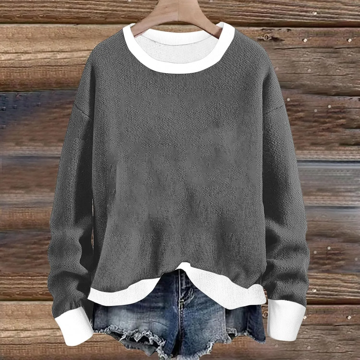 Women's Crew Neck Sweatshirts Oversized Pullover Casual Fleece Long Sleeve Loose Fit Tops Shirts Fashion 2024 Fall