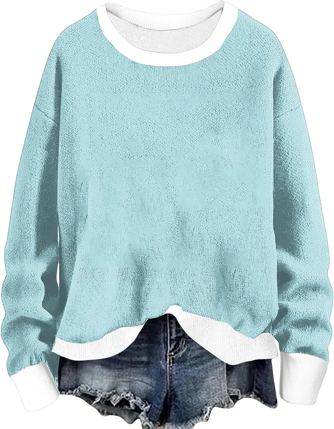Women's Crew Neck Sweatshirts Oversized Pullover Casual Fleece Long Sleeve Loose Fit Tops Shirts Fashion 2024 Fall