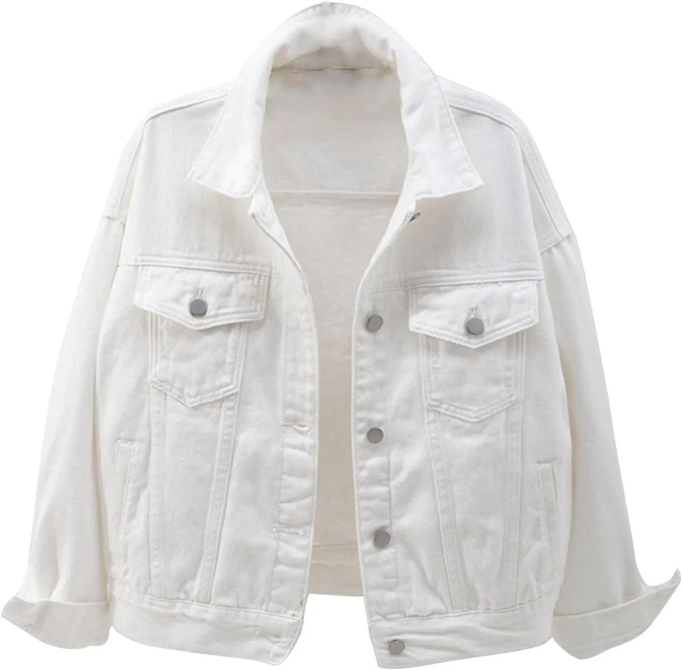 Women's Denim Jacket Plus Size 2024 Long Sleeve Button Down Loose Jean Jacket Outerwear Fashion Oversize Denim Jacket