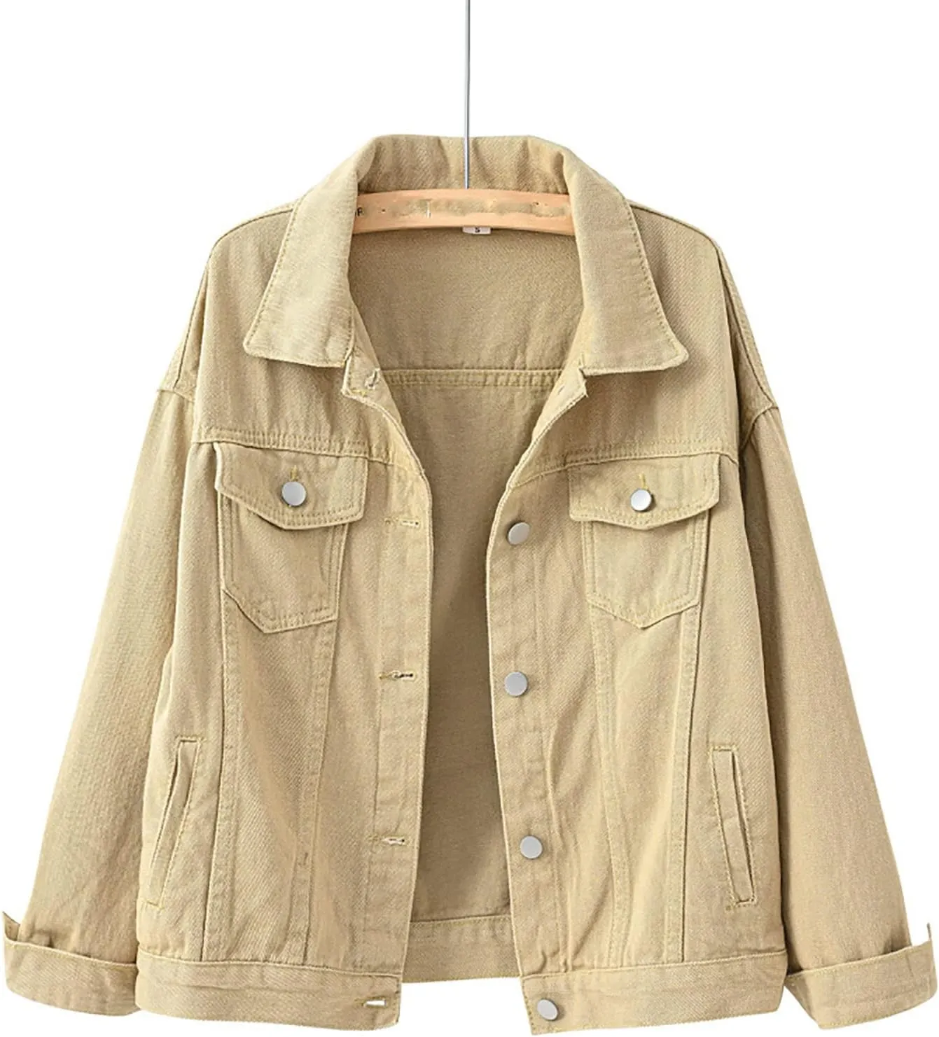 Women's Denim Jacket Plus Size 2024 Long Sleeve Button Down Loose Jean Jacket Outerwear Fashion Oversize Denim Jacket