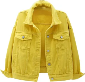 Women's Denim Jacket Plus Size 2024 Long Sleeve Button Down Loose Jean Jacket Outerwear Fashion Oversize Denim Jacket