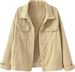 Women's Denim Jacket Plus Size 2024 Long Sleeve Button Down Loose Jean Jacket Outerwear Fashion Oversize Denim Jacket