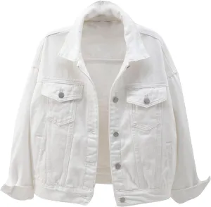 Women's Denim Jacket Plus Size 2024 Long Sleeve Button Down Loose Jean Jacket Outerwear Fashion Oversize Denim Jacket