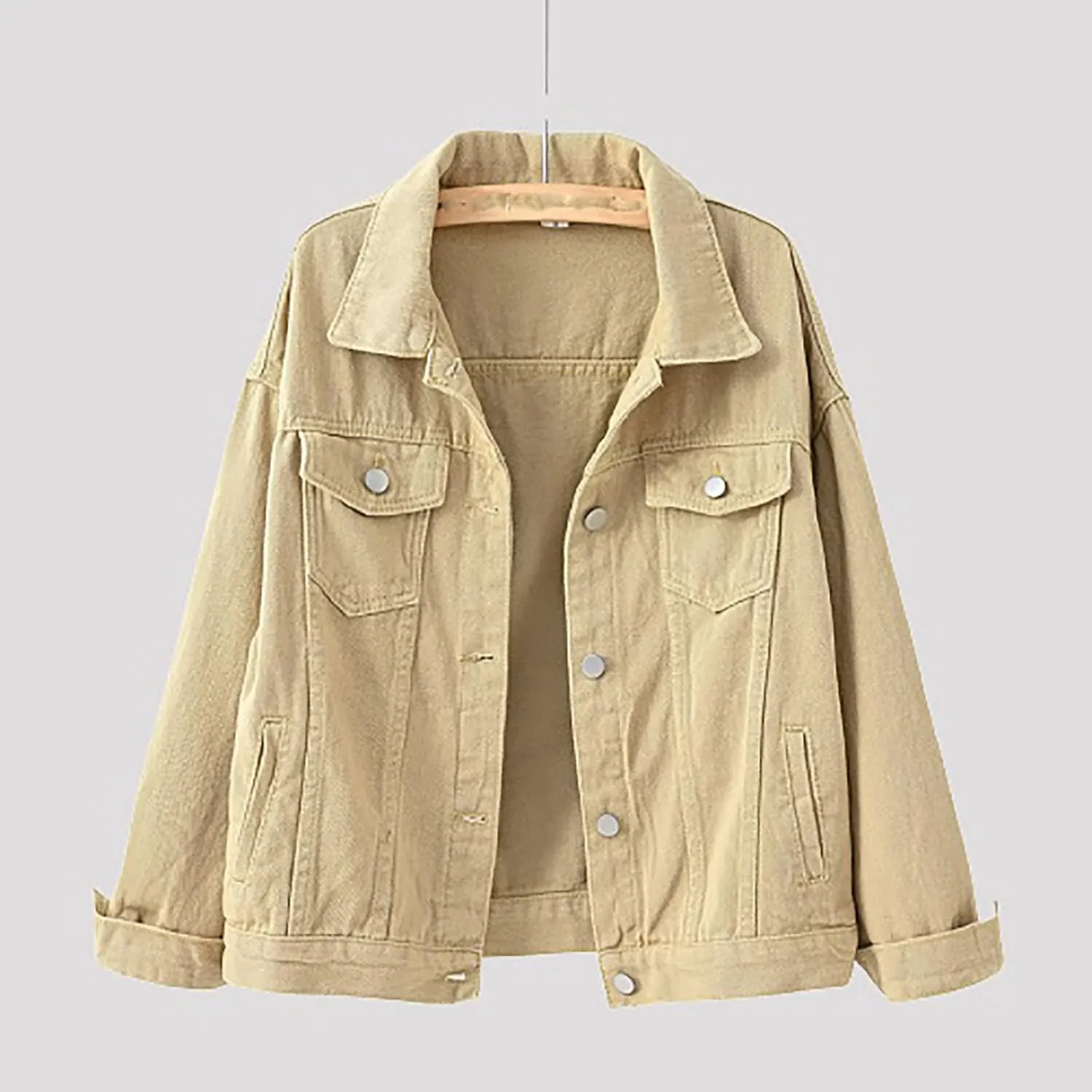 Women's Denim Jacket Plus Size 2024 Long Sleeve Button Down Loose Jean Jacket Outerwear Fashion Oversize Denim Jacket
