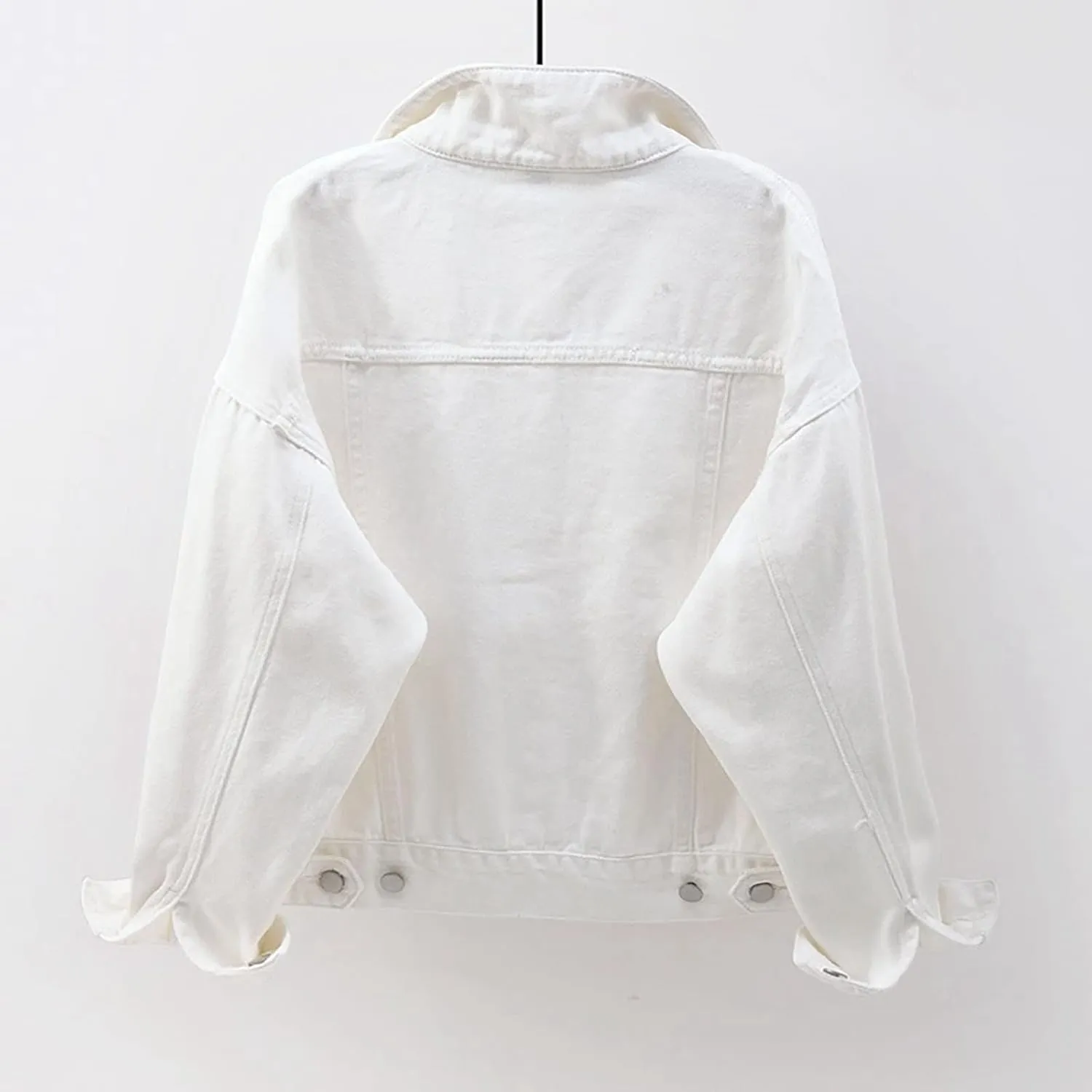 Women's Denim Jacket Plus Size 2024 Long Sleeve Button Down Loose Jean Jacket Outerwear Fashion Oversize Denim Jacket