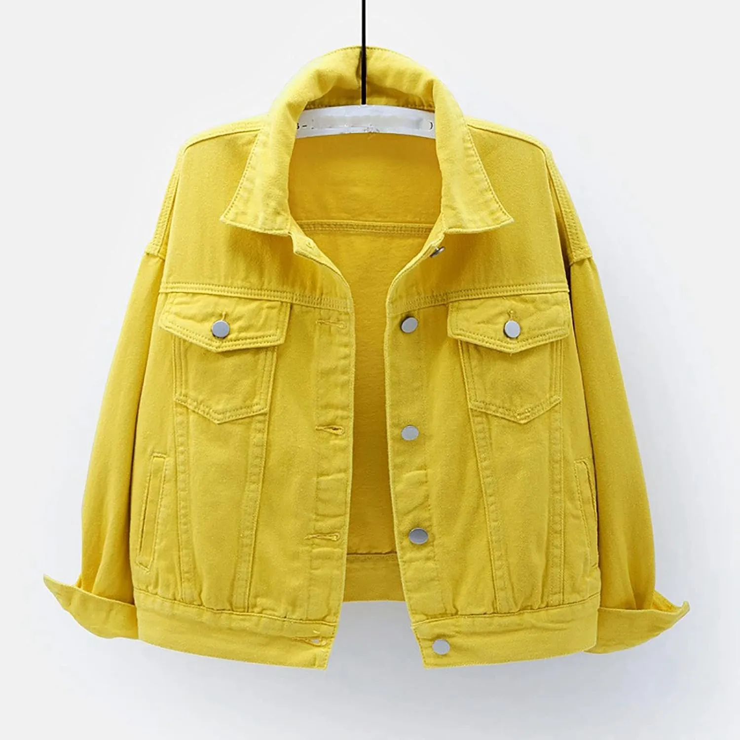Women's Denim Jacket Plus Size 2024 Long Sleeve Button Down Loose Jean Jacket Outerwear Fashion Oversize Denim Jacket