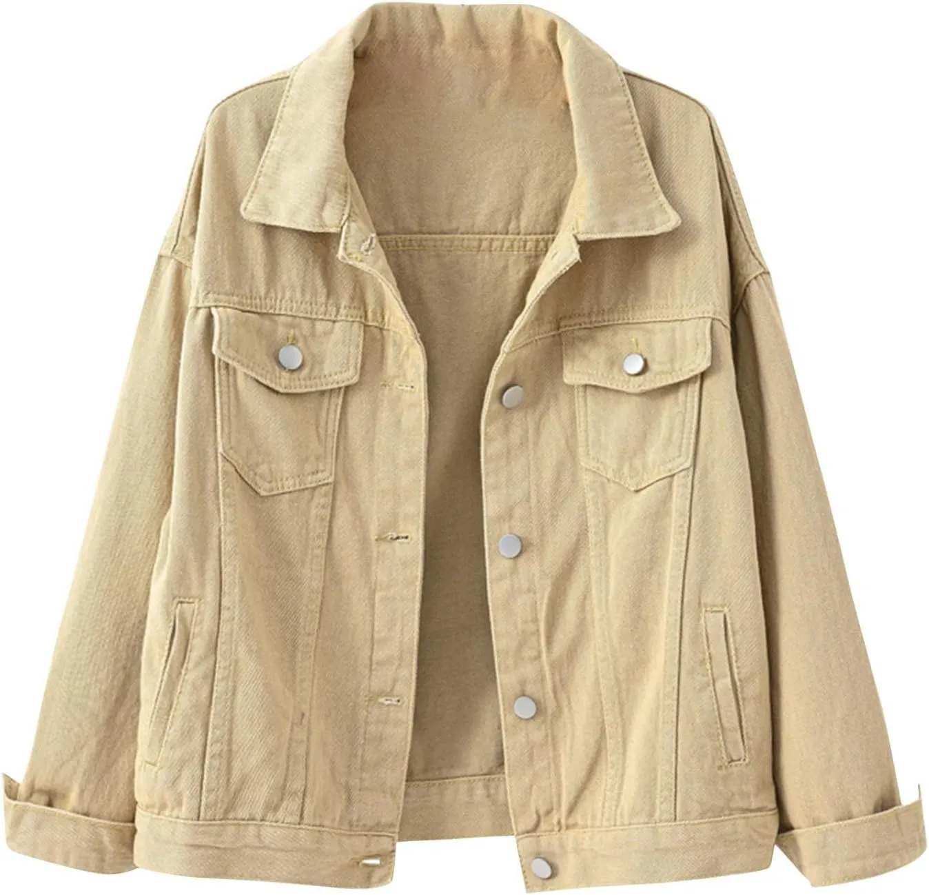 Women's Denim Jacket Plus Size 2024 Long Sleeve Button Down Loose Jean Jacket Outerwear Fashion Oversize Denim Jacket