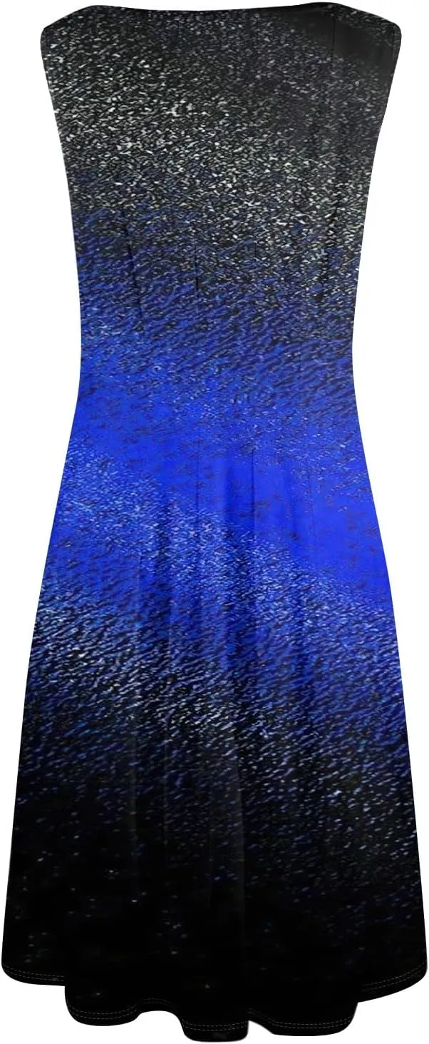 Womens Dresses Summer 2025 Empire Waist Sundresses Tank Dress Sleeveless Floral Dress Ruffle Dresses with Pockets