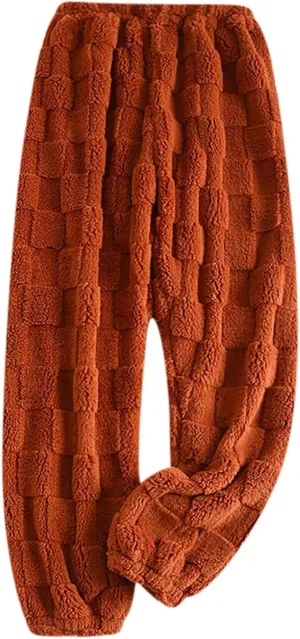 Womens Fleece Pajama Pants Plush Fuzzy Lounge Pajama Bottom Soft Comfy Winter Pants Warm Fluffy Sleepwear Loungewear