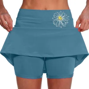Womens Golf Skorts with Pockets Plus Size High Waist Tennis Skirt with Shorts Underneath Tummy Control Mini Skirts