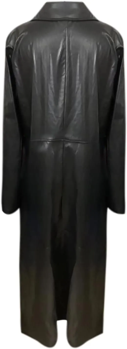 Womens Leather Long Jackets Dress Full Zipper Leather Jacket Coats Fashion Motorcycle Outwear PU Faux Leather Jackets