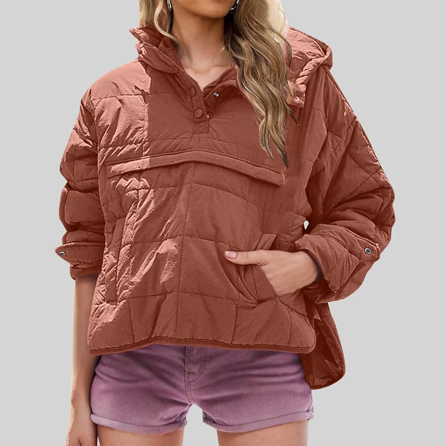 Womens Lightweight Puffer Jackets Warm Hooded Short Winter Coats Thicken Quilted Jackets Cropped Down Coats Outerwear