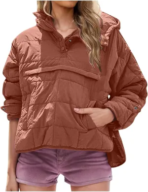 Womens Lightweight Puffer Jackets Warm Hooded Short Winter Coats Thicken Quilted Jackets Cropped Down Coats Outerwear