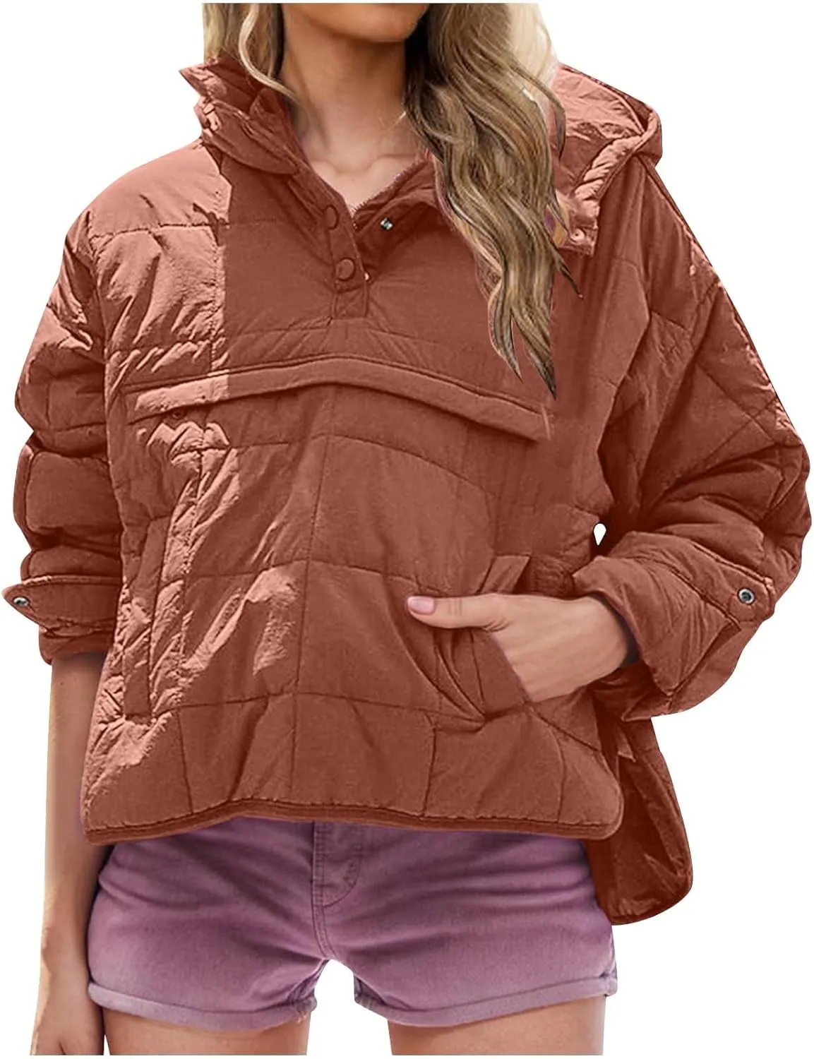 Womens Lightweight Puffer Jackets Warm Hooded Short Winter Coats Thicken Quilted Jackets Cropped Down Coats Outerwear