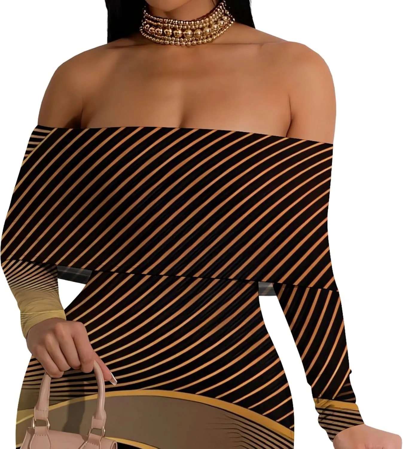 Women's Long Sleeve Evening Dress Sexy Bodycon Backless Strapless Wedding Party Cocktail Maxi Dress