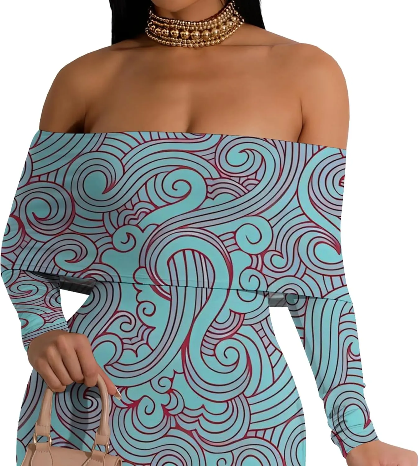 Women's Long Sleeve Evening Dress Sexy Bodycon Backless Strapless Wedding Party Cocktail Maxi Dress