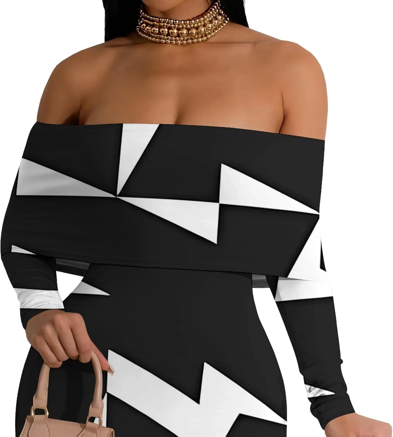 Women's Long Sleeve Evening Dress Sexy Bodycon Backless Strapless Wedding Party Cocktail Maxi Dress