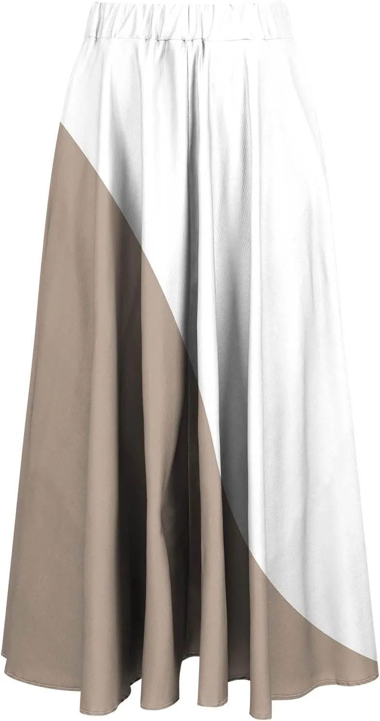 Womens Maxi Skirts Summer Elastic High Waist A Line Pleated Flowy Swing Skirt Casual Fashion Beach Vacation Skorts