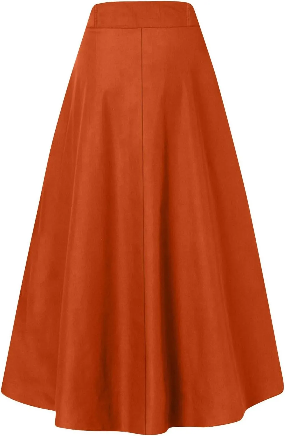 Women's Midi Skirts High Waist Solid Color Wrap Summer Pleated Waisted Casual Button Front Skirts, S-5XL