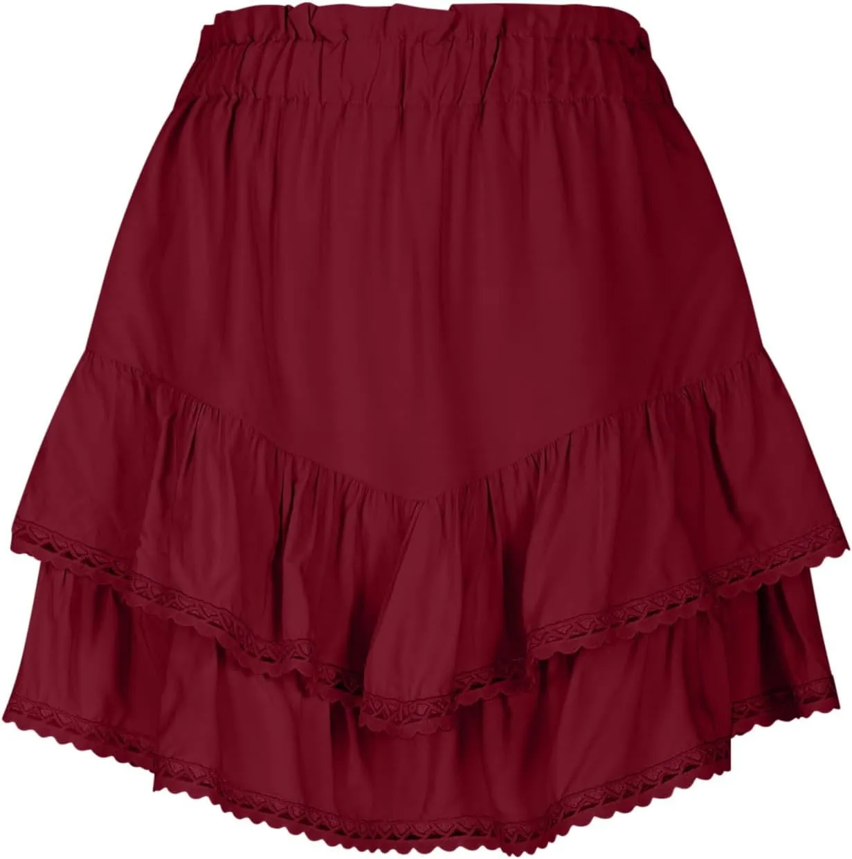 Womens Mini Skirts Ruffle Tiered Skirt Short Summer Skirt Casual Boho Skirt High Waisted A Line Skirt Crochet Shirts