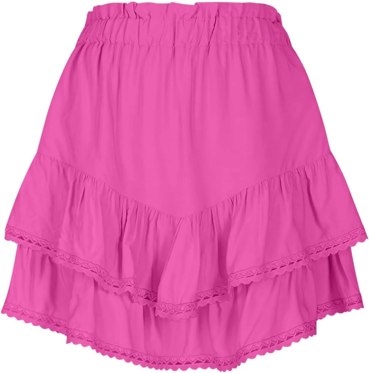 Womens Mini Skirts Ruffle Tiered Skirt Short Summer Skirt Casual Boho Skirt High Waisted A Line Skirt Crochet Shirts