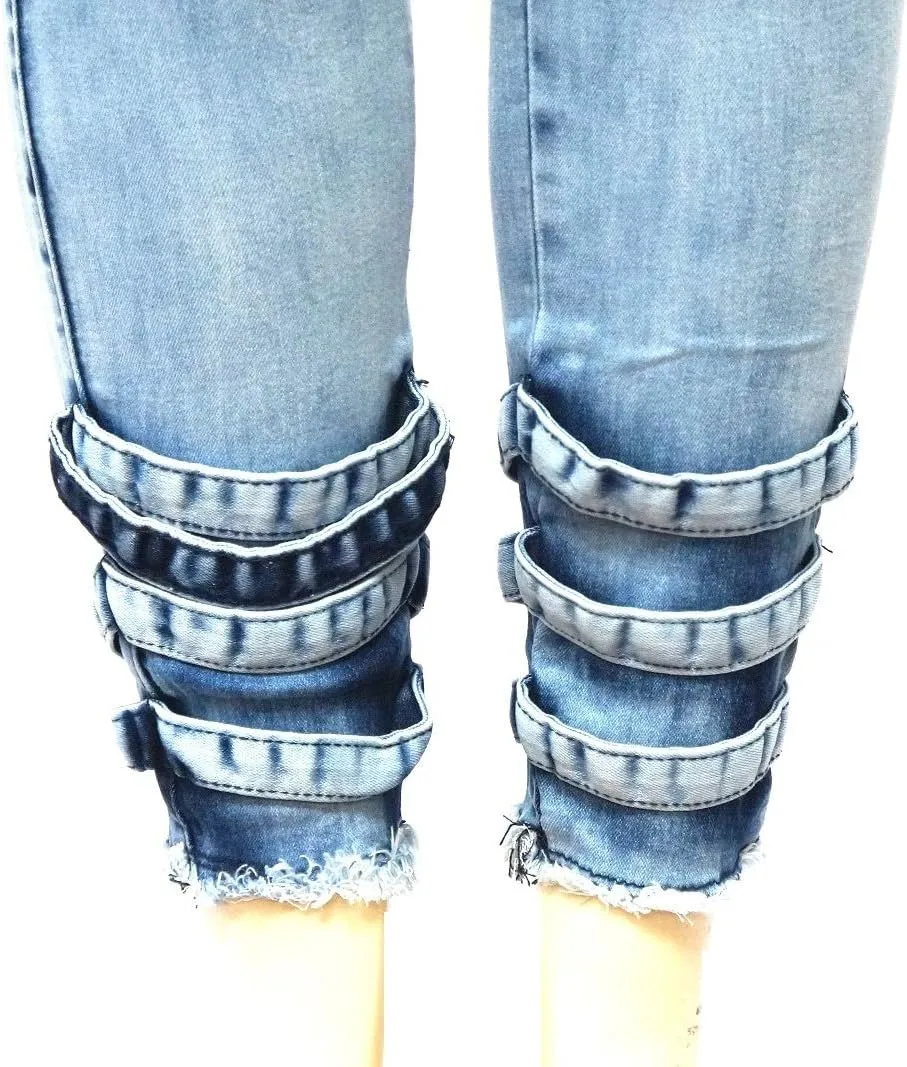 Womens Premium Cargo Paperbag Belt tie high Waisted Skinny Camoflage Jeans Pants