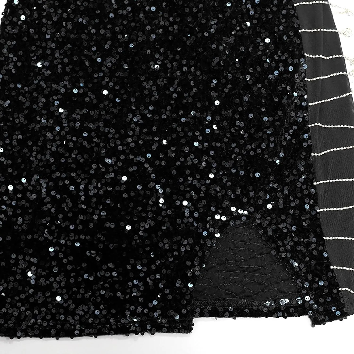 Womens Sequin Dress Sparkly One-Shoulder Bodycon Mini Dress Formal Sexy Split Cocktail Party Short Dresses