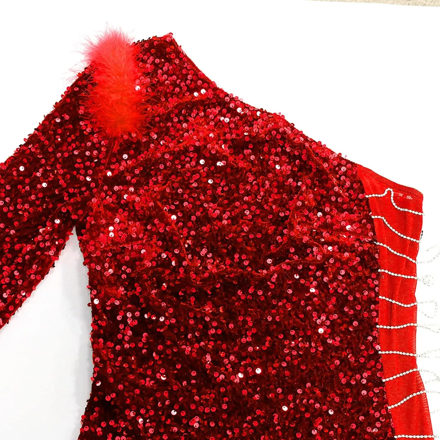 Womens Sequin Dress Sparkly One-Shoulder Bodycon Mini Dress Formal Sexy Split Cocktail Party Short Dresses