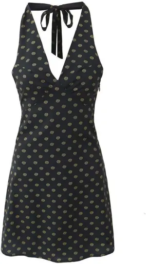 Womens Sexy Bodycon Maxi Dress Halter Deep V Neck Sleeveless Dot Backless Summer Party Clubwear Elegant Bodycon Dresses