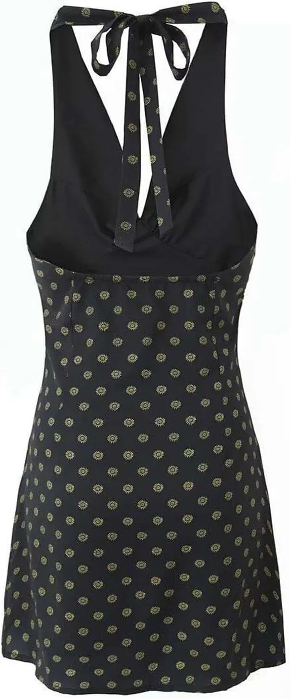 Womens Sexy Bodycon Maxi Dress Halter Deep V Neck Sleeveless Dot Backless Summer Party Clubwear Elegant Bodycon Dresses