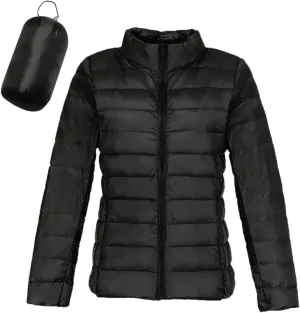 Women's Short Down Coat Packable Puffer Jacket Hooded Winter Ultra Light Quilted Winter Coat with Pocket Outerwear