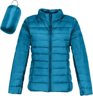 Women's Short Down Coat Packable Puffer Jacket Hooded Winter Ultra Light Quilted Winter Coat with Pocket Outerwear