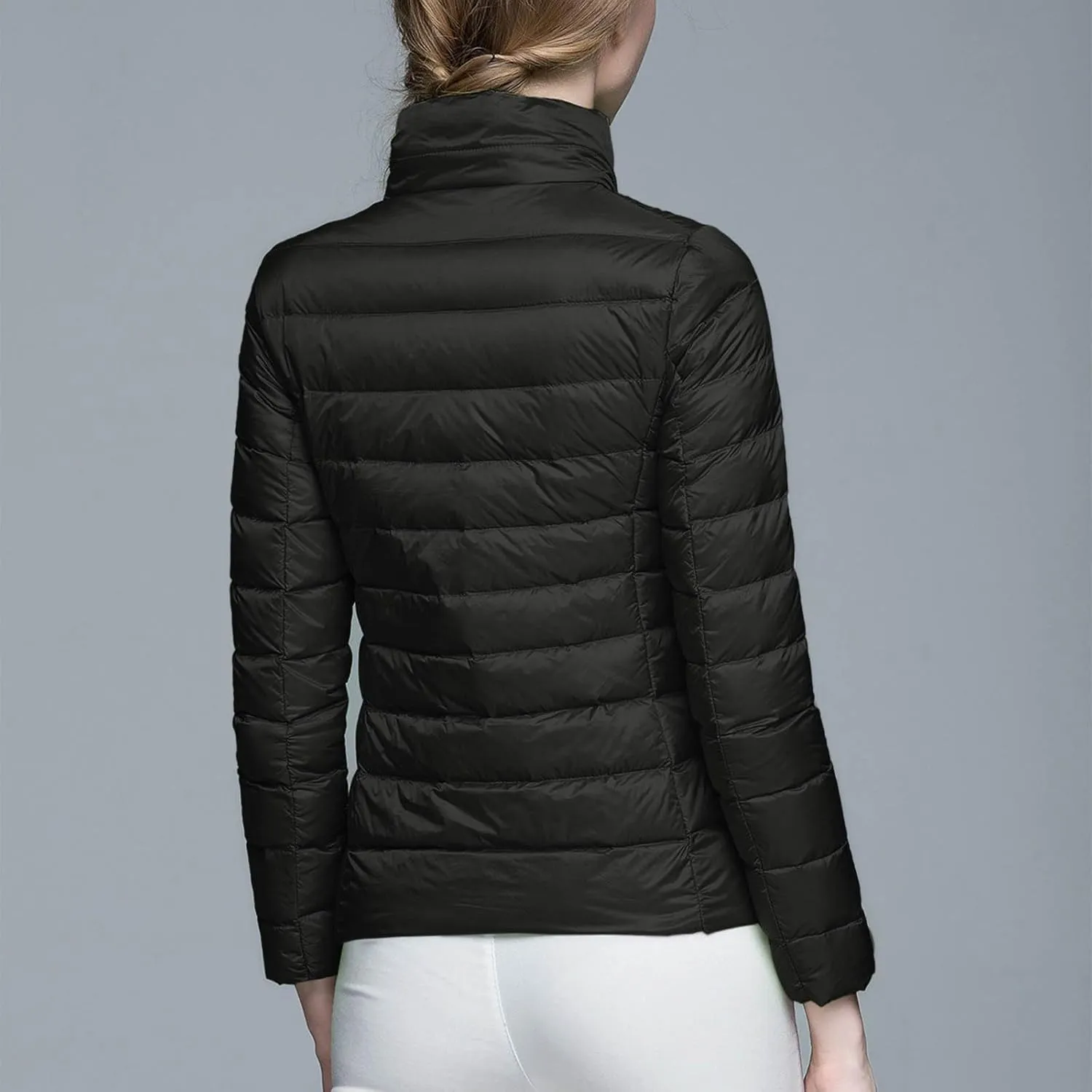 Women's Short Down Coat Packable Puffer Jacket Hooded Winter Ultra Light Quilted Winter Coat with Pocket Outerwear