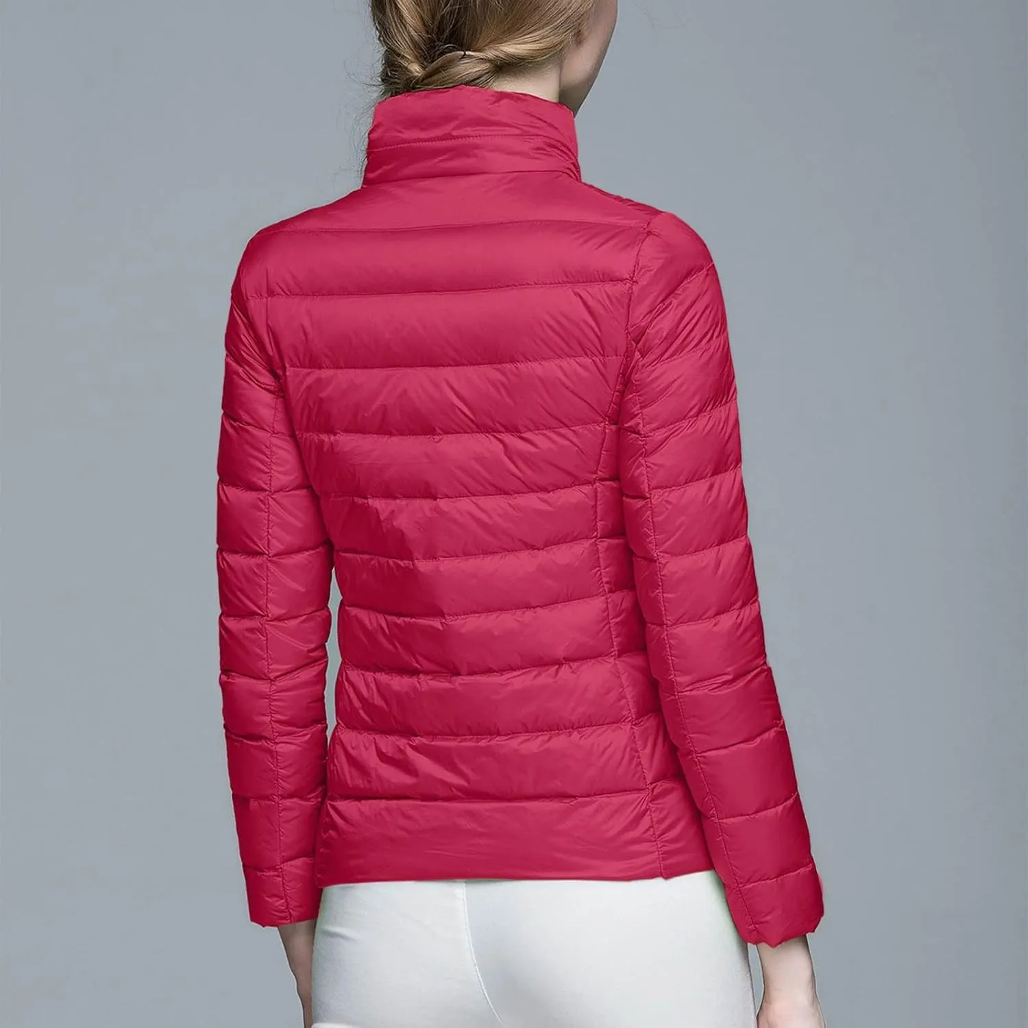Women's Short Down Coat Packable Puffer Jacket Hooded Winter Ultra Light Quilted Winter Coat with Pocket Outerwear