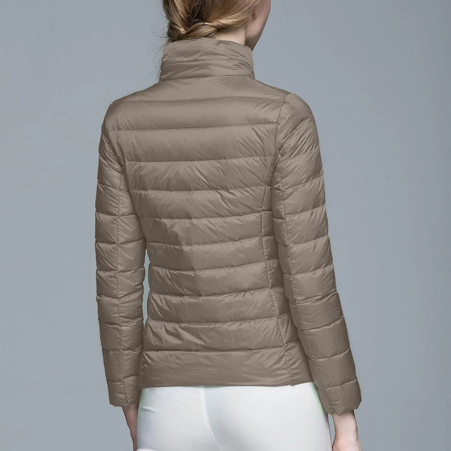 Women's Short Down Coat Packable Puffer Jacket Hooded Winter Ultra Light Quilted Winter Coat with Pocket Outerwear