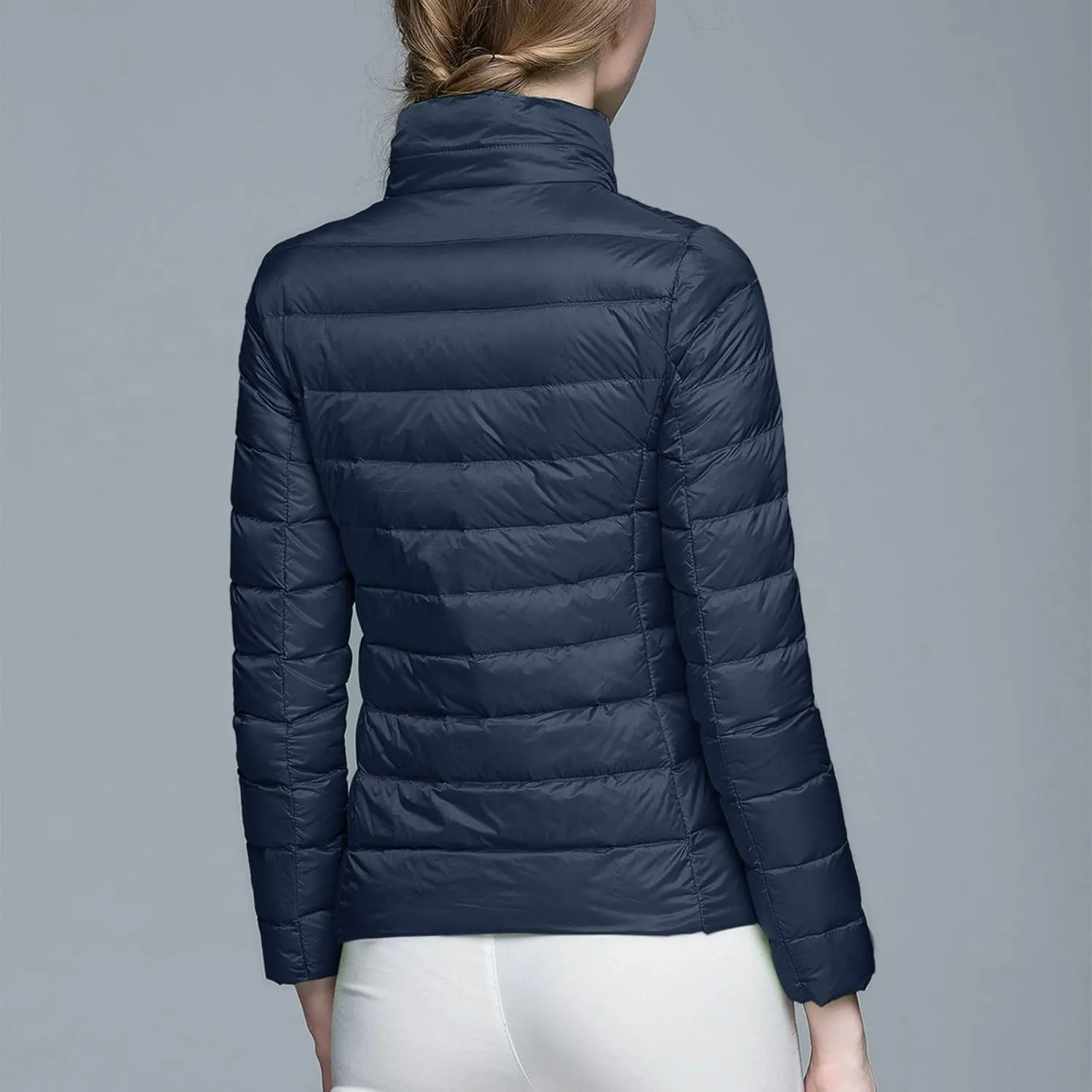 Women's Short Down Coat Packable Puffer Jacket Hooded Winter Ultra Light Quilted Winter Coat with Pocket Outerwear