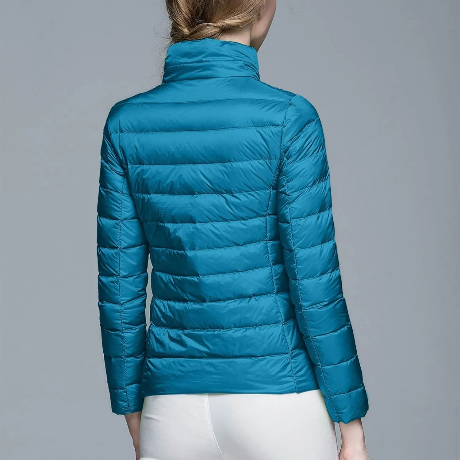 Women's Short Down Coat Packable Puffer Jacket Hooded Winter Ultra Light Quilted Winter Coat with Pocket Outerwear